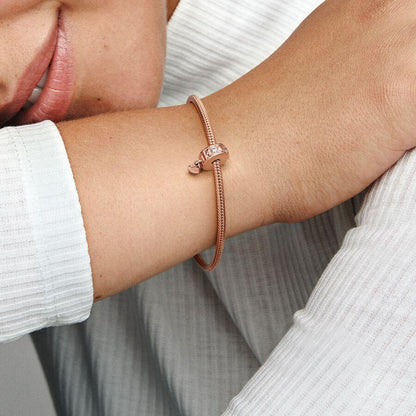 Heart 14k rose gold-plated clip with clear cubic zirconia and silicone grip