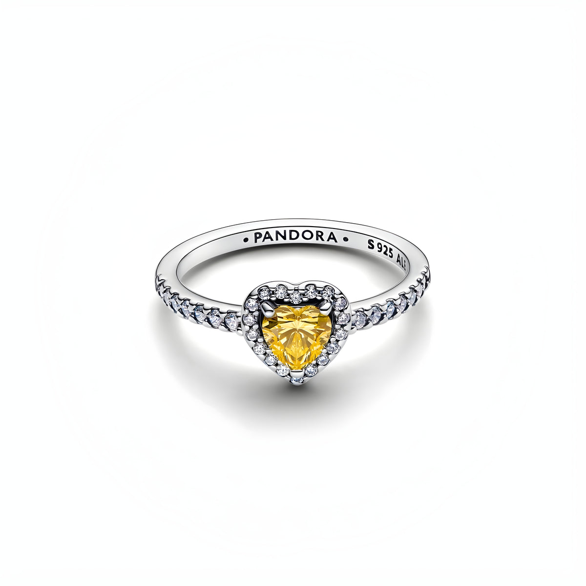 Sparkling Yellow Elevated Heart Ring