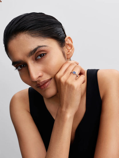 Sparkling Blue Elevated Heart Ring