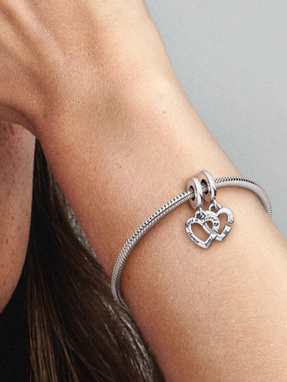 Linked Sister Hearts Split Dangle Charm
