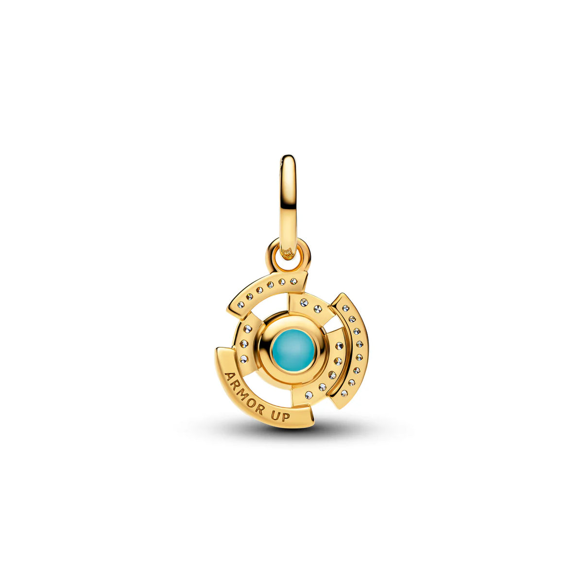 MARVEL IRON MAN 14K GOLD-PLATED DANGLE WITH CLEAR CUBIC ZIRCONIA AND GLOW IN THE DARK ENAMEL