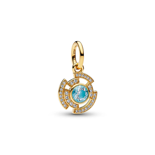 MARVEL IRON MAN 14K GOLD-PLATED DANGLE WITH CLEAR CUBIC ZIRCONIA AND GLOW IN THE DARK ENAMEL