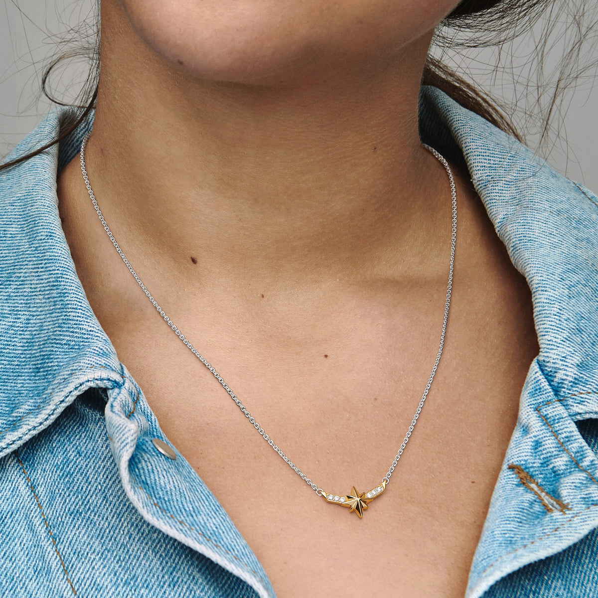 Marvel Captain Marvel Octogram Star Two-Tone Pendant Necklace