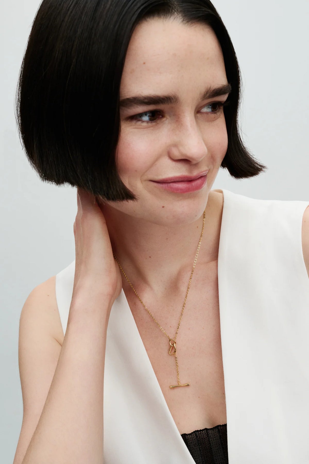 Organically Shaped Circles T-bar Necklace