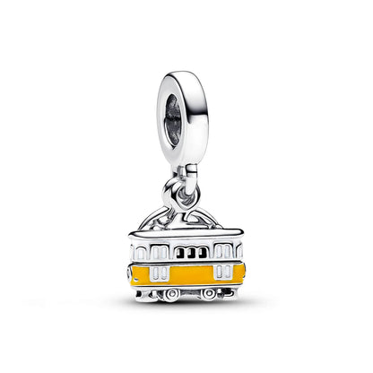 Engravable Lisbon Tram Sterling Silver Double Dangle