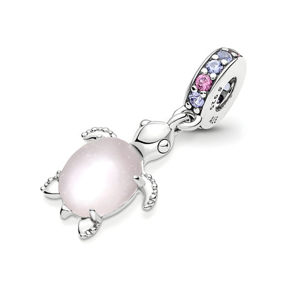 Murano Glass Pink Sea Turtle Dangle Charm