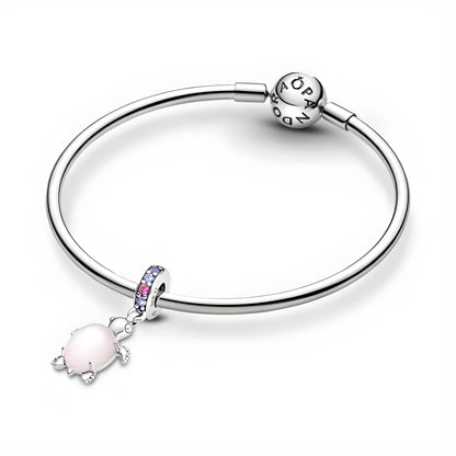 Murano Glass Pink Sea Turtle Dangle Charm
