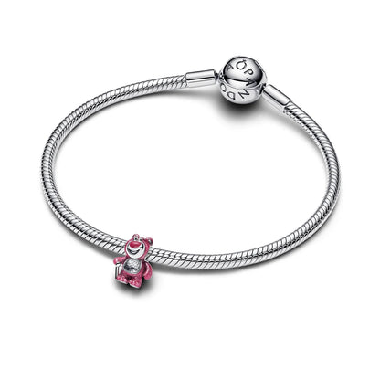 Disney Lotso Sterling Silver Charm With Scent Pink And Black Enamel