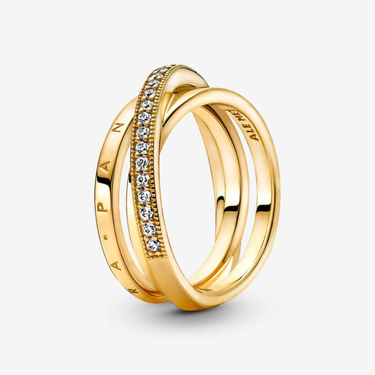 Crossover Pavé Triple Band Ring
14k gold plating