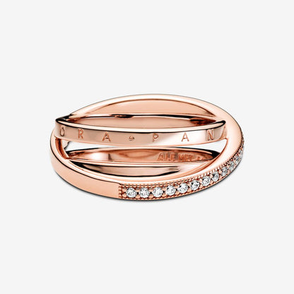 Crossover Pavé Triple Band Ring
14k rose gold plating