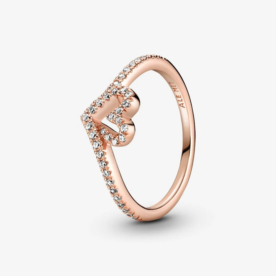 Sparkling Wishbone Heart Ring
14k rose gold plating