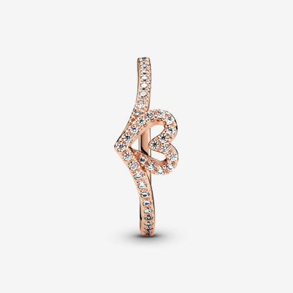 Sparkling Wishbone Heart Ring
14k rose gold plating