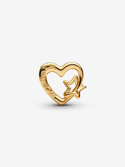 Openwork Family Heart & Star Charm
14k gold plating