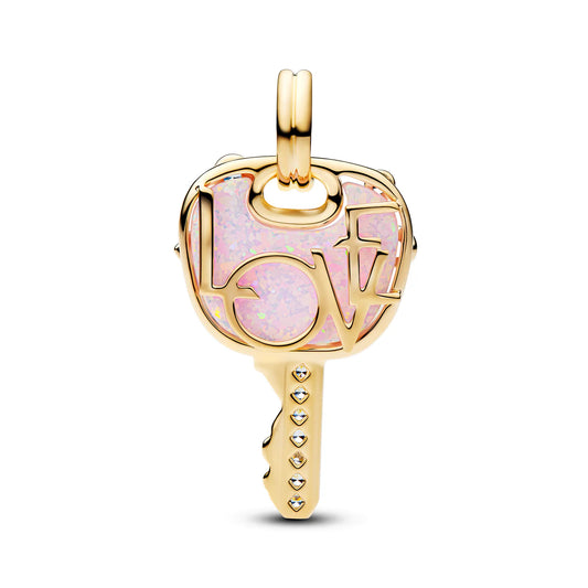 Opalescent Pink Love Key Large Dangle Charm