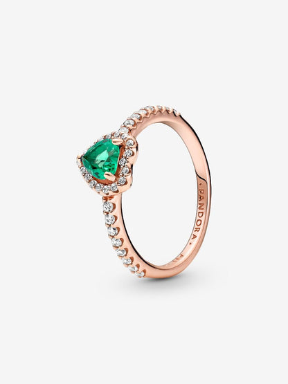 Sparkling Green Elevated Heart Ring
14k rose gold plating