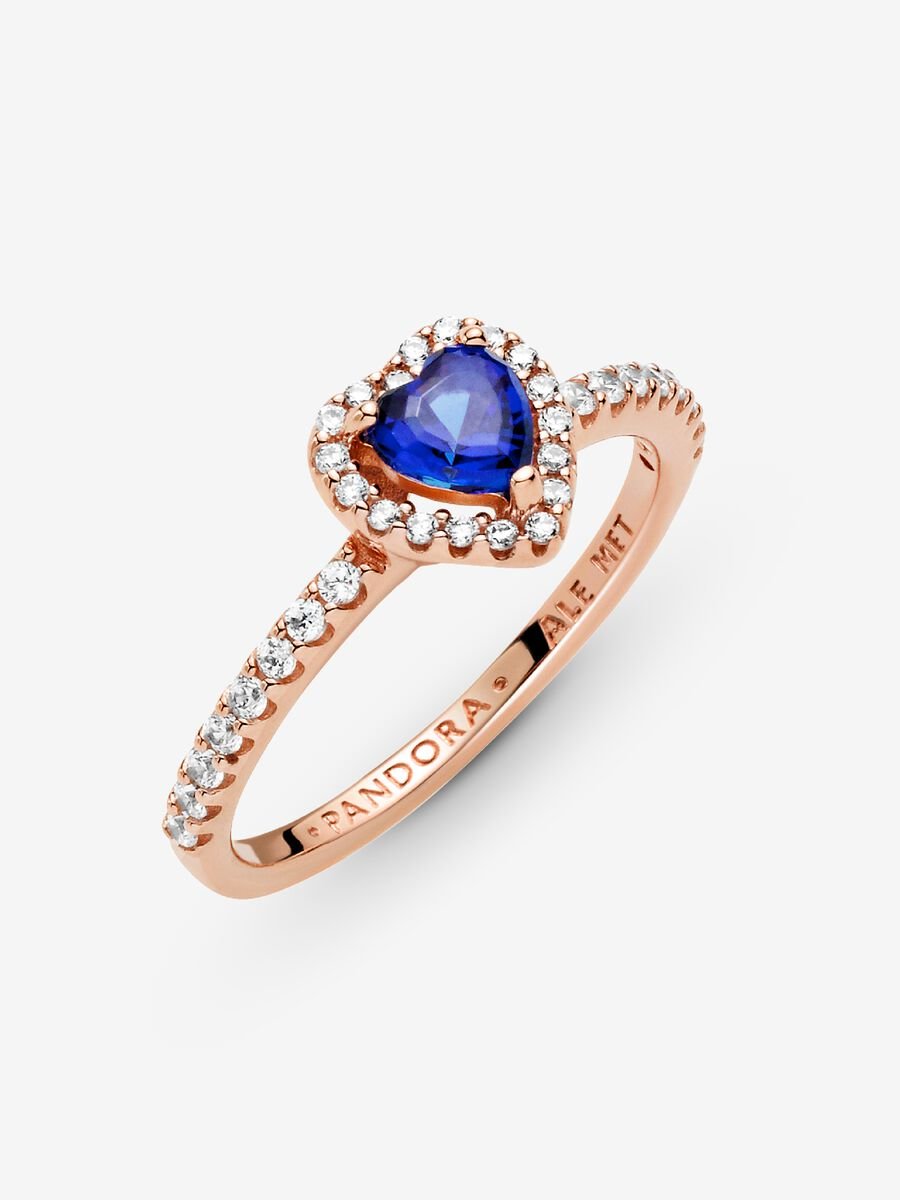 Sparkling Blue Elevated Heart Ring
14k rose gold plating