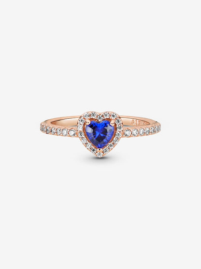 Sparkling Blue Elevated Heart Ring
14k rose gold plating
