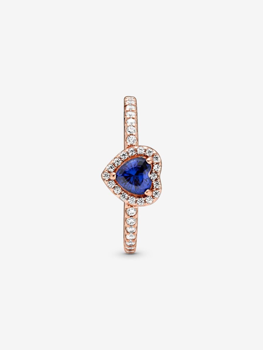 Sparkling Blue Elevated Heart Ring
14k rose gold plating