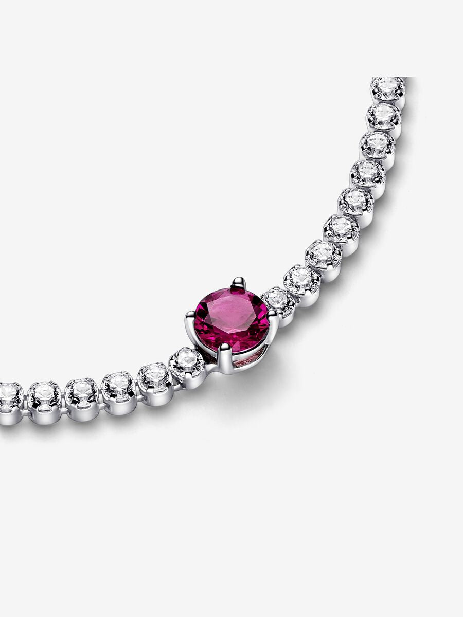 Red Sparkling Round Pavé Tennis Bracelet