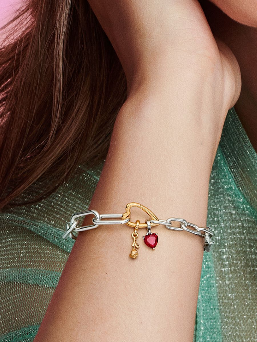 ME Two-tone Heart Openable Link Chain Bracelet