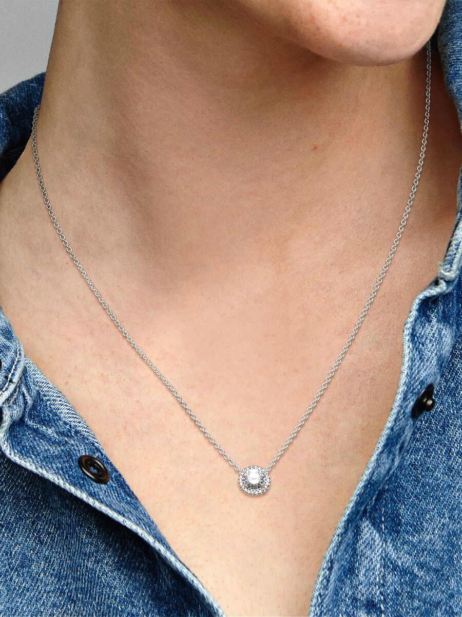 Round Sparkle Halo Necklace
