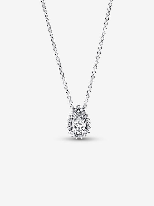 Sparkling Pear Halo Collier Necklace
