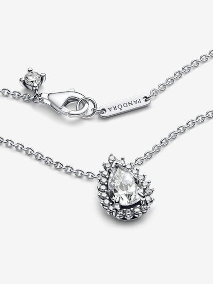 Sparkling Pear Halo Collier Necklace
