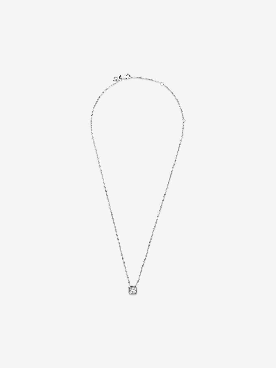 Square Sparkle Halo Necklace