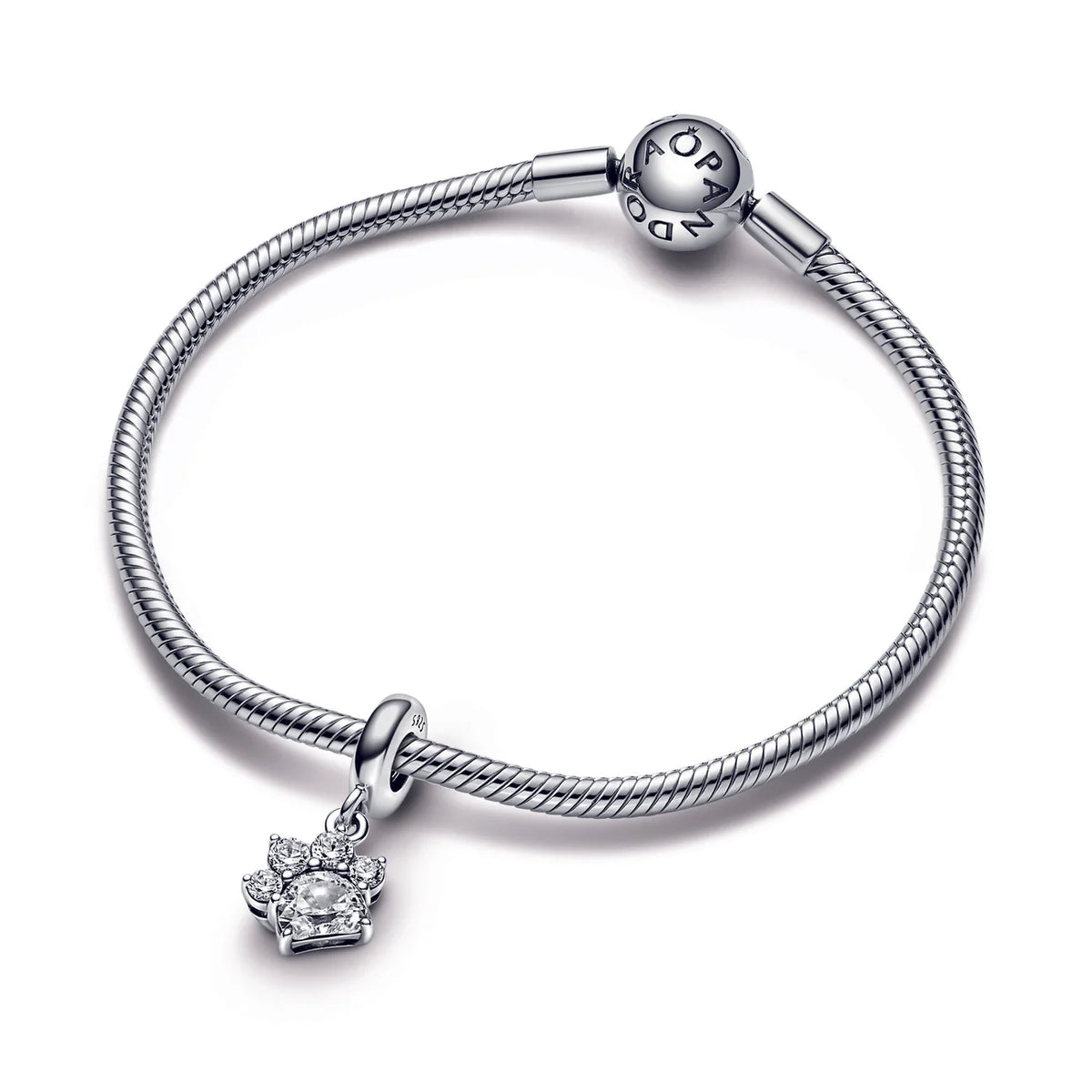 Sparkling Pet Paw Print Dangle Charm