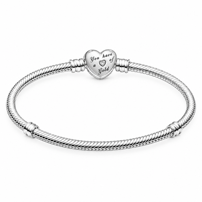 Domed Golden Heart Clasp Snake Chain Bracelet