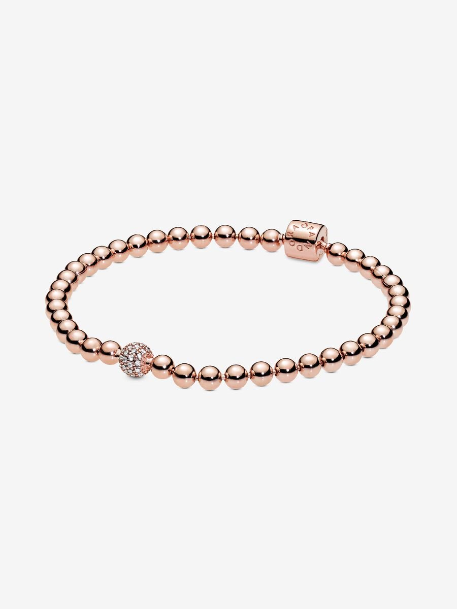 Beads & Pavé Bracelet 14k rose gold plating