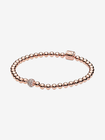 Beads & Pavé Bracelet 14k rose gold plating