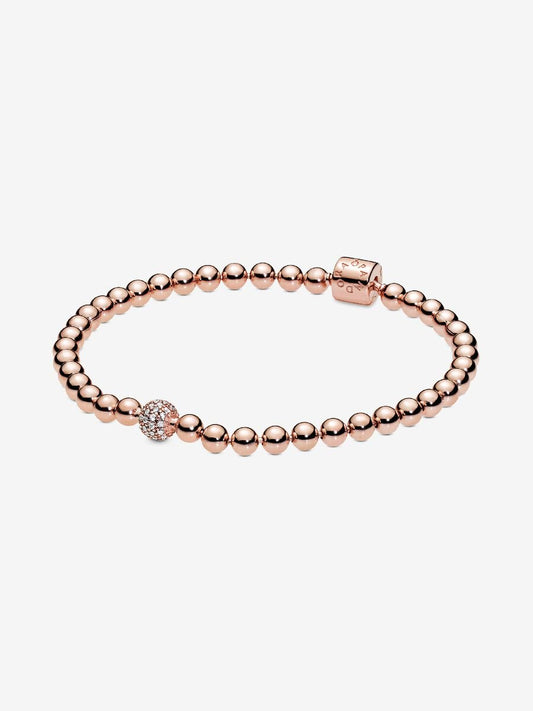 Beads & Pavé Bracelet 14k rose gold plating