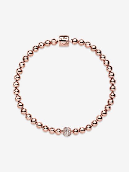 Beads & Pavé Bracelet 14k rose gold plating