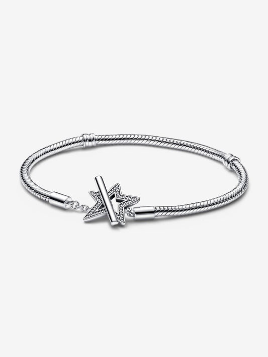 Asymmetric Star T-bar Snake Chain Bracelet
