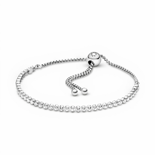 Rhodium Plated Sterling Silver Bracelet With Clear Cubic Zirconia
