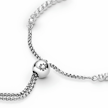 Rhodium Plated Sterling Silver Bracelet With Clear Cubic Zirconia