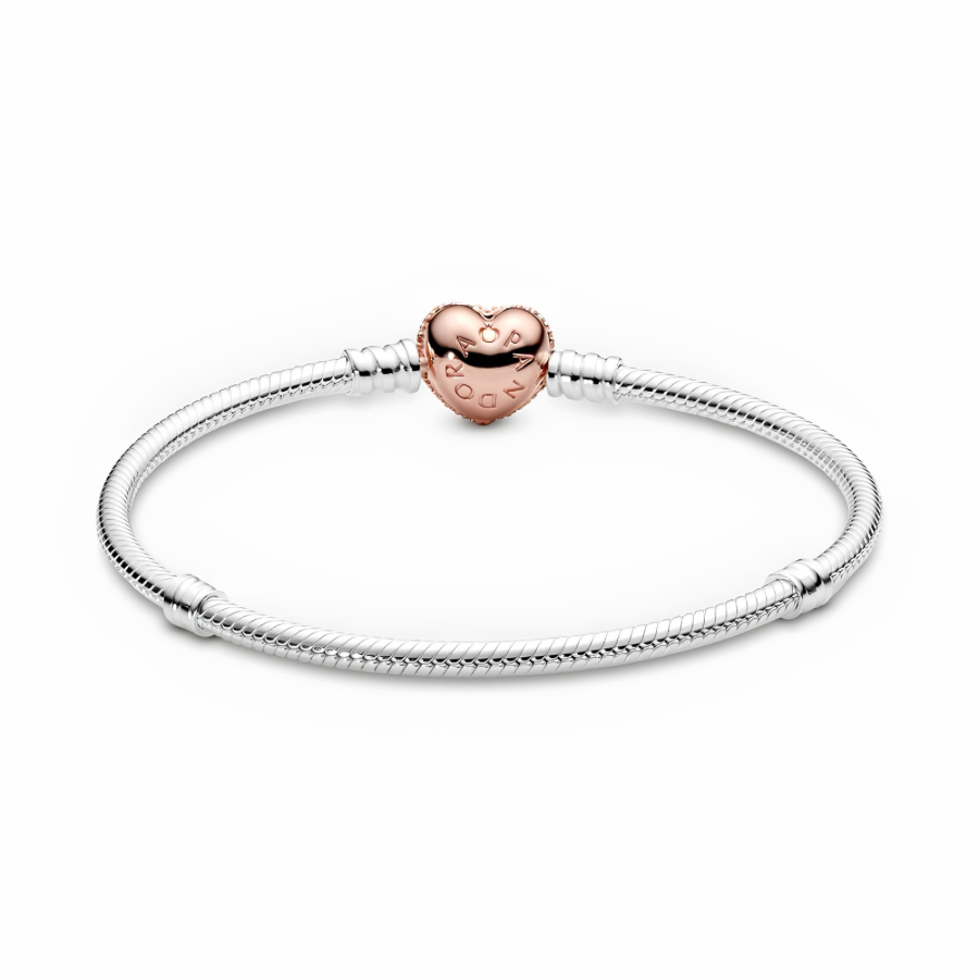 Moments Pavé Heart Clasp Snake Chain Bracelet