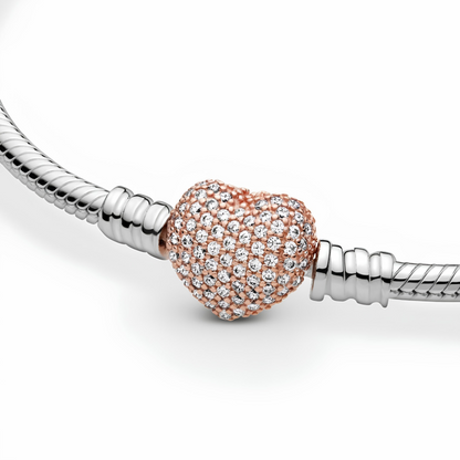 Moments Pavé Heart Clasp Snake Chain Bracelet