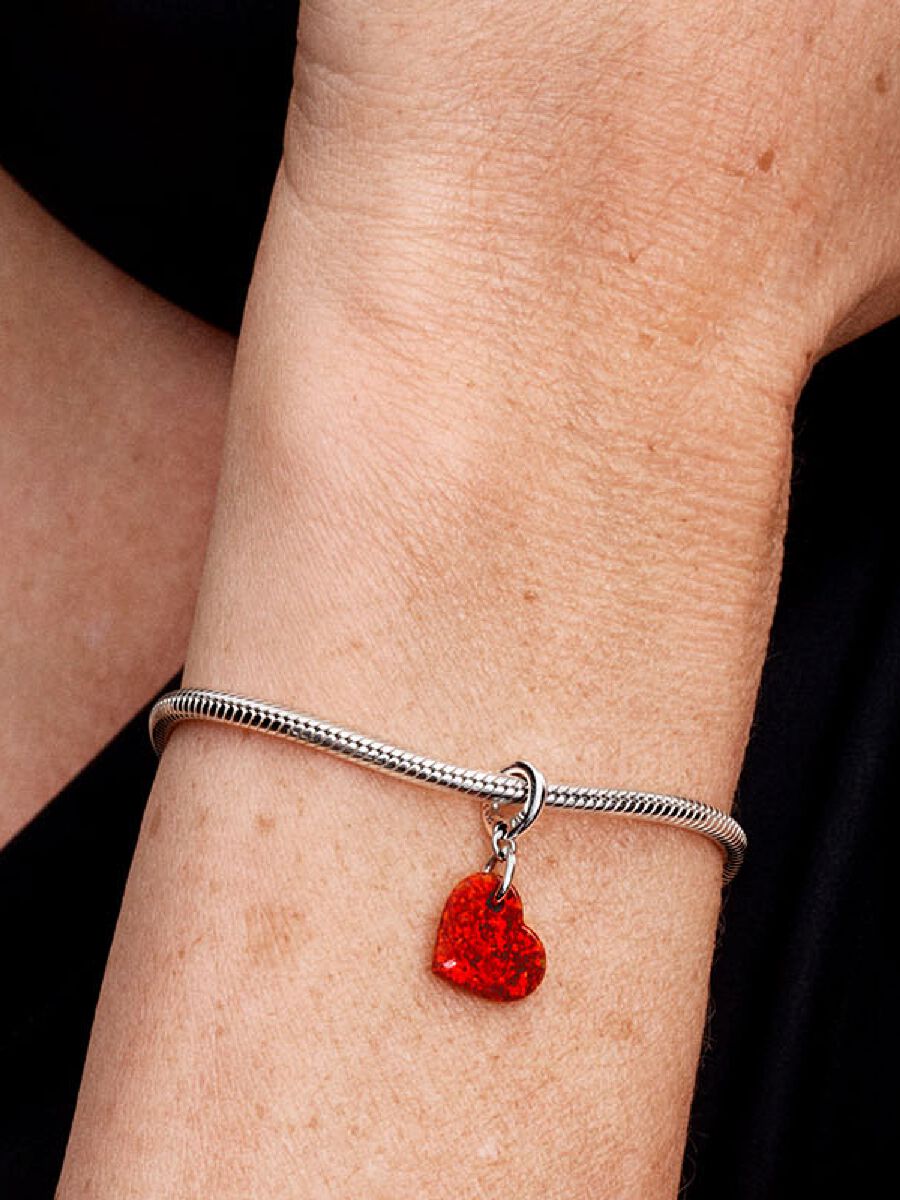 Opalescent Red Heart Dangle Charm
Sterling silver