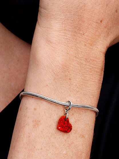 Opalescent Red Heart Dangle Charm
Sterling silver