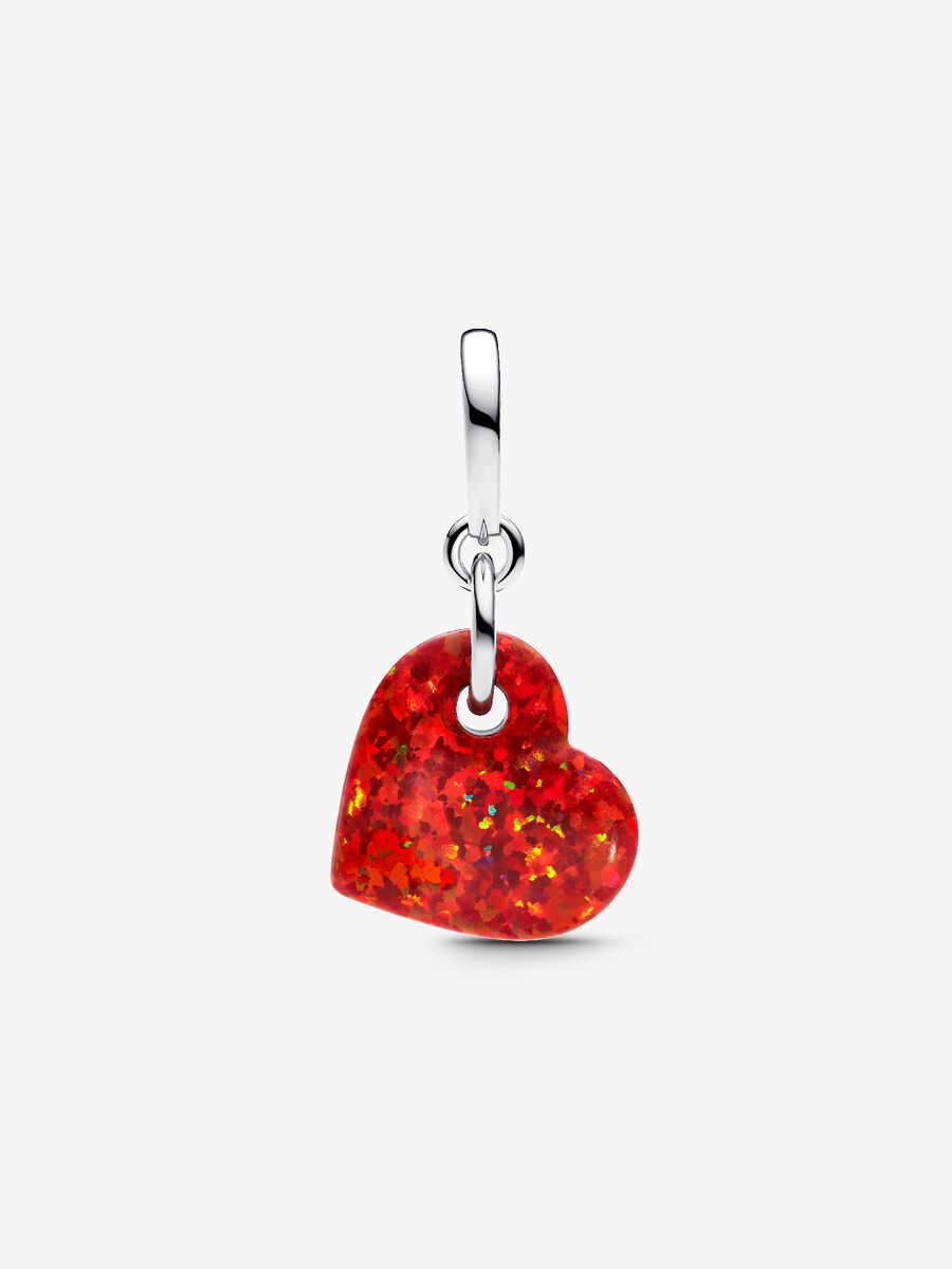 Opalescent Red Heart Dangle Charm
Sterling silver