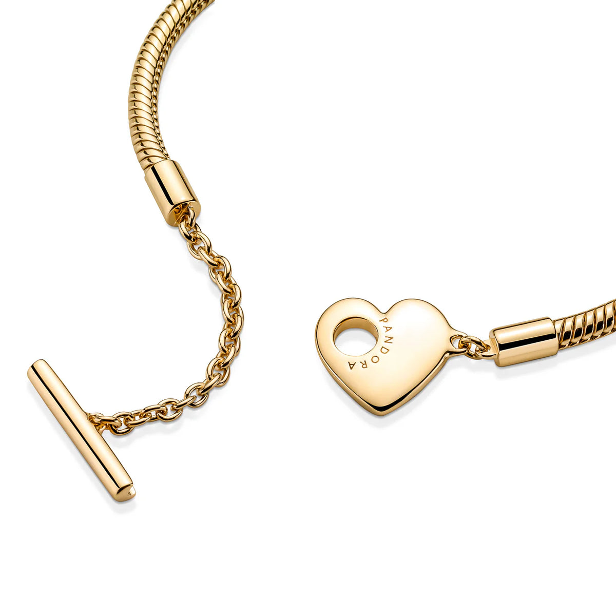 Heart T-Bar Snake Chain Bracelet