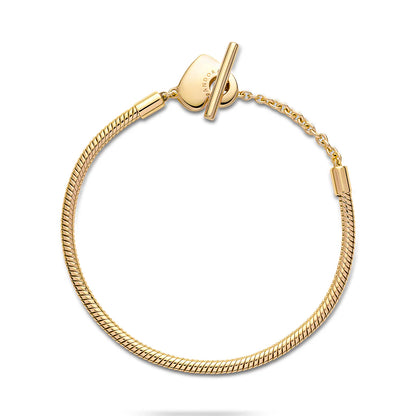 Heart T-Bar Snake Chain Bracelet