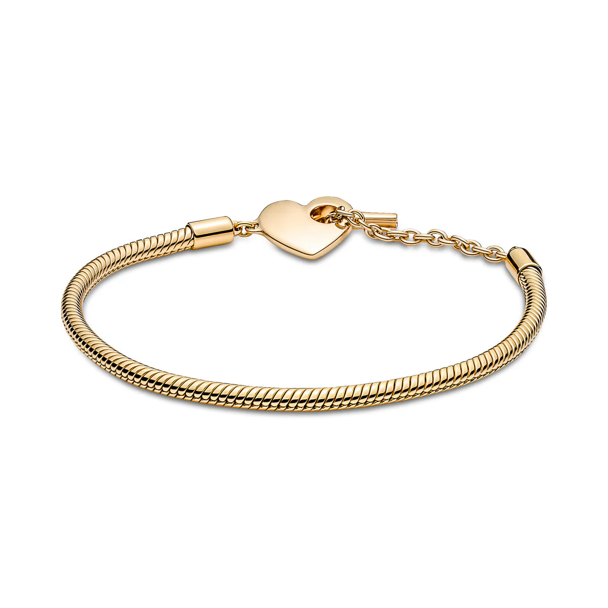 Heart T-Bar Snake Chain Bracelet