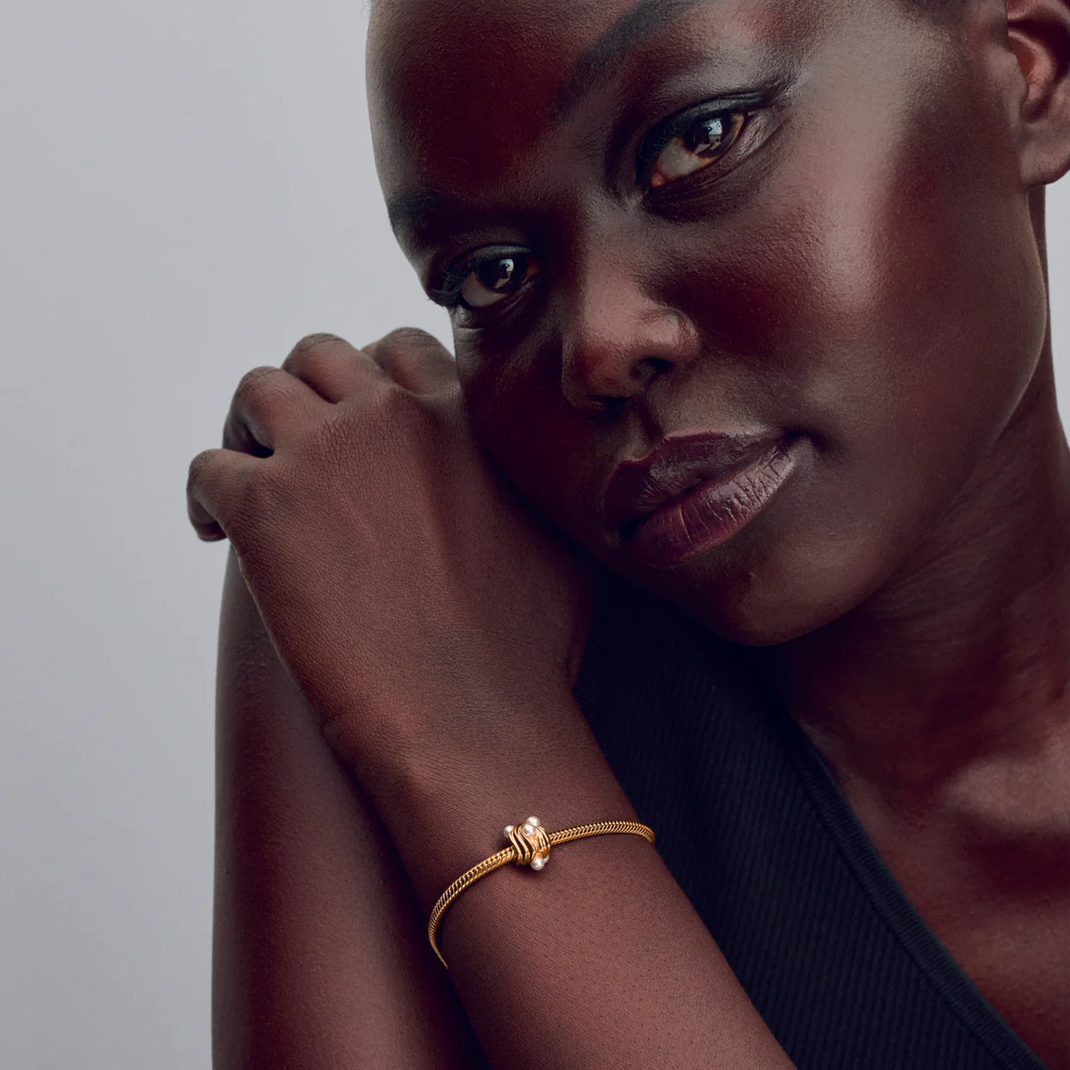 14K Gold-Plated Charm With White Lacquered Artificial Pearl