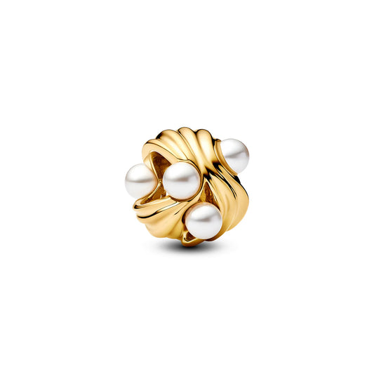 14K Gold-Plated Charm With White Lacquered Artificial Pearl
