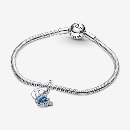 Blue Butterfly & Quote Double Dangle Charm