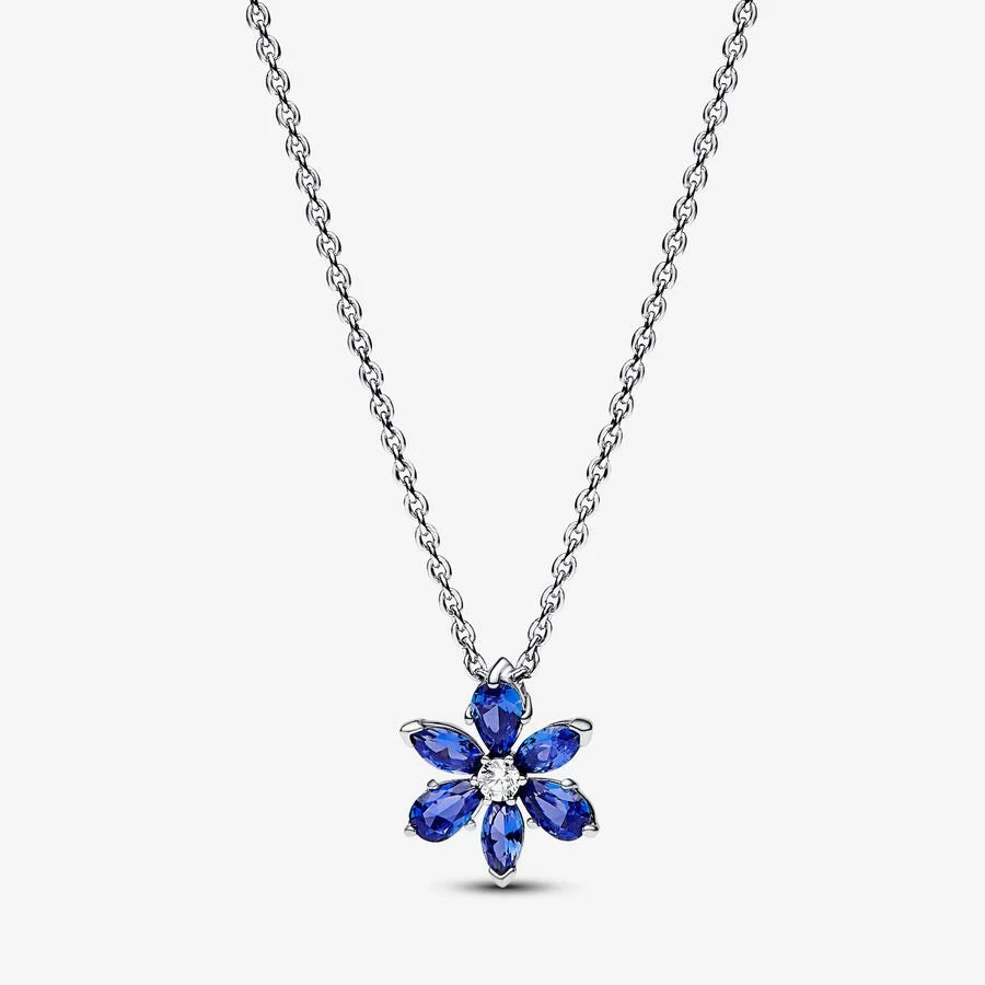 Sparkling Blue Herbarium Cluster Pendant Necklace