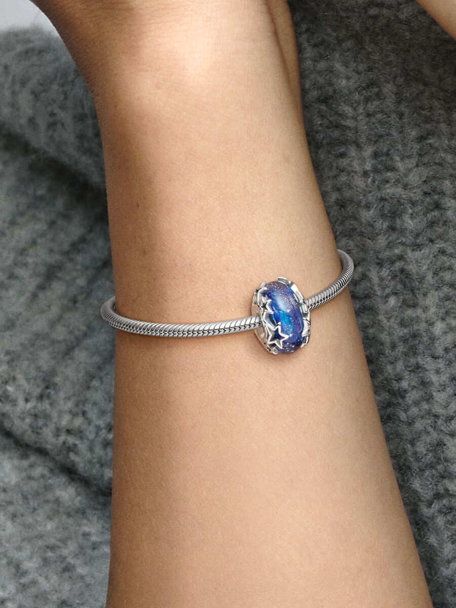 Galaxy Blue & Star Murano Charm